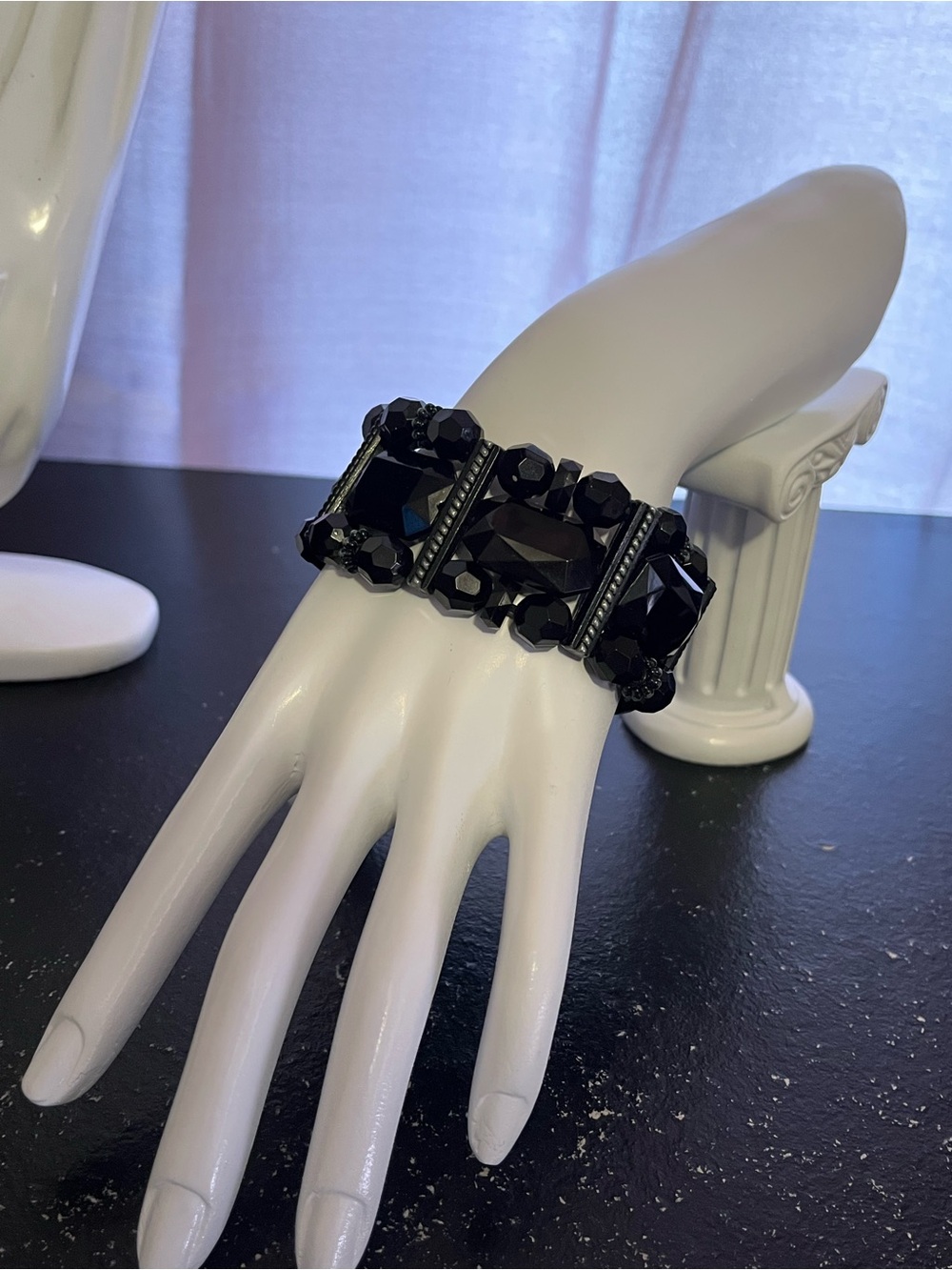 Vintage Black Crystal Stretch Bracelet